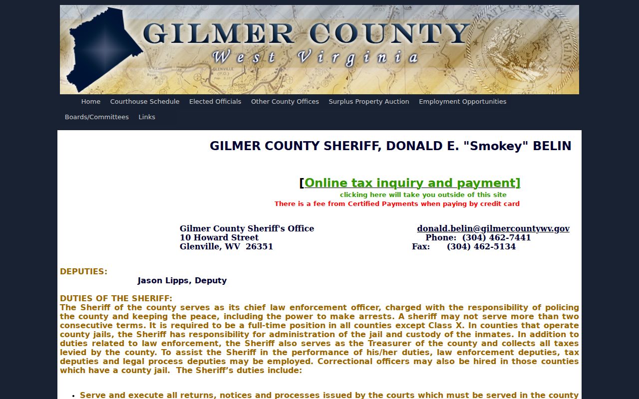 Gilmer County Sheriff arrest history records contact page