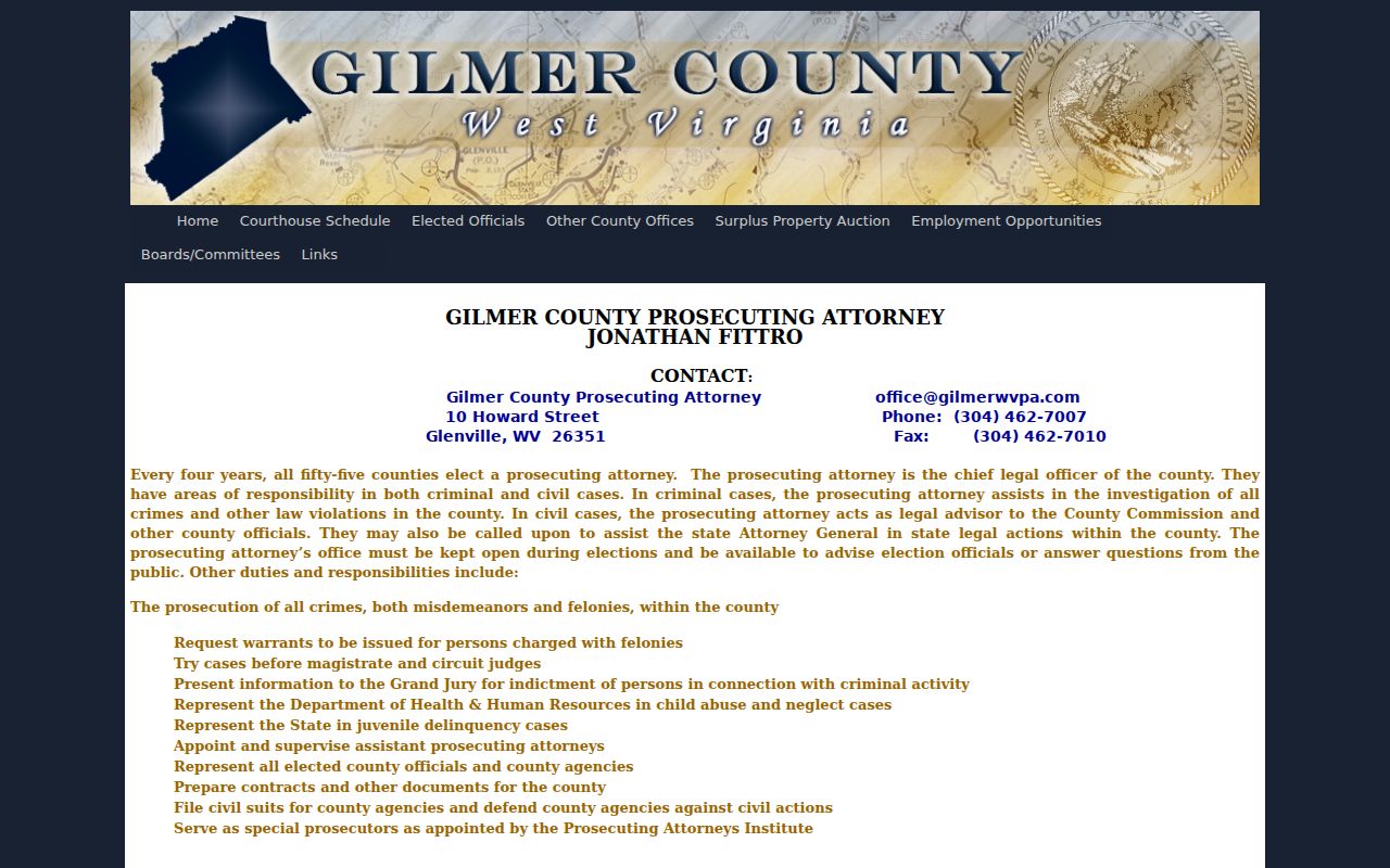 Gilmer County Prosecuting Attorney criminal court case office