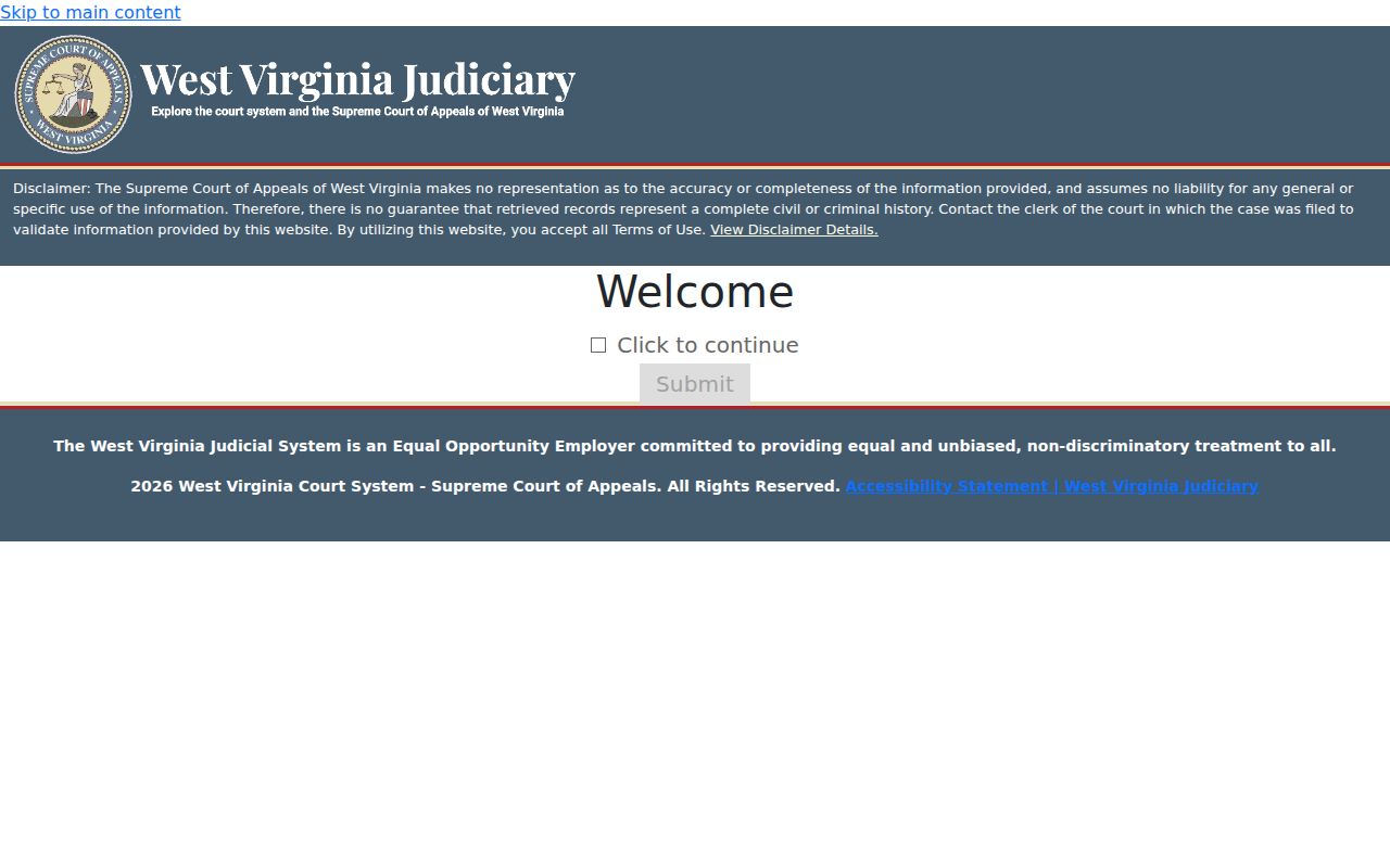 Gilmer County criminal court case search entry screen