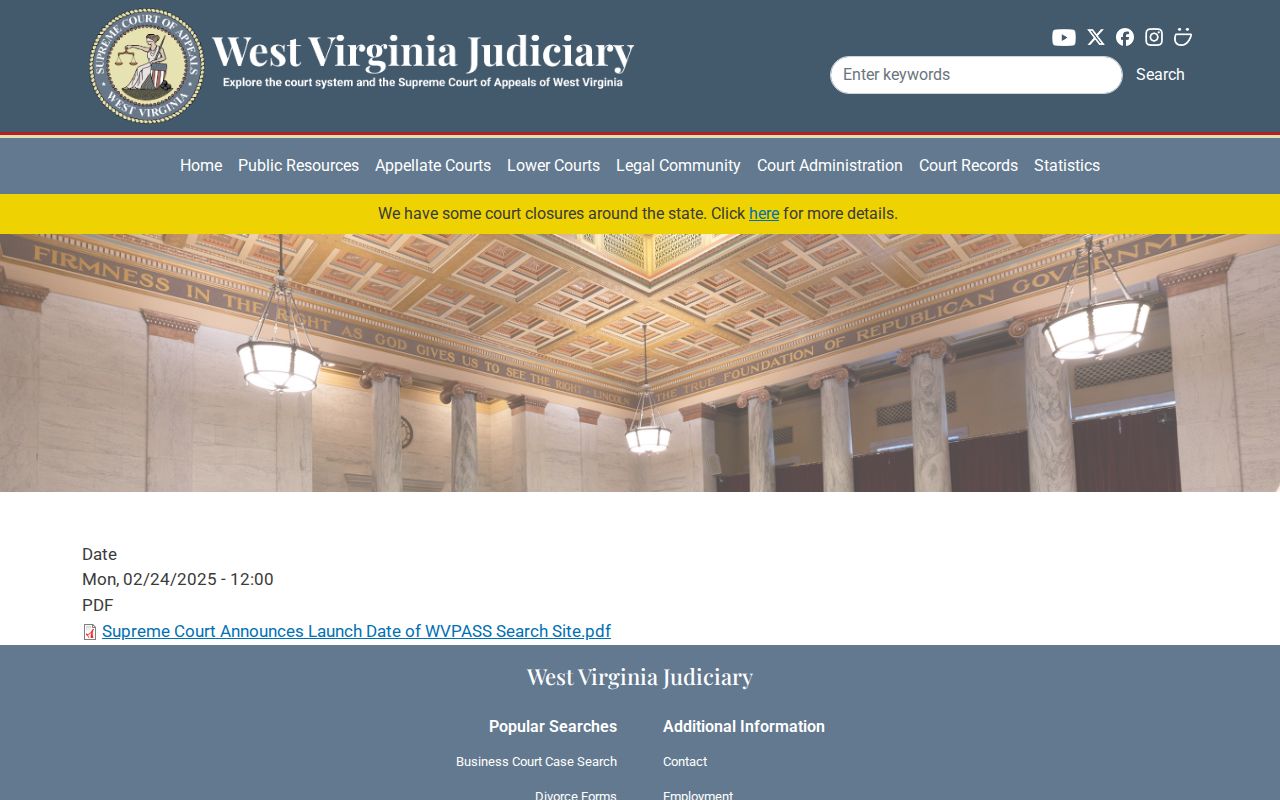 WVPASS launch and Gilmer County criminal court case coverage