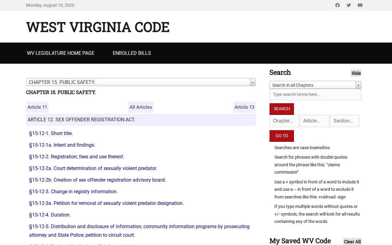 Gilmer County sex offender registry act