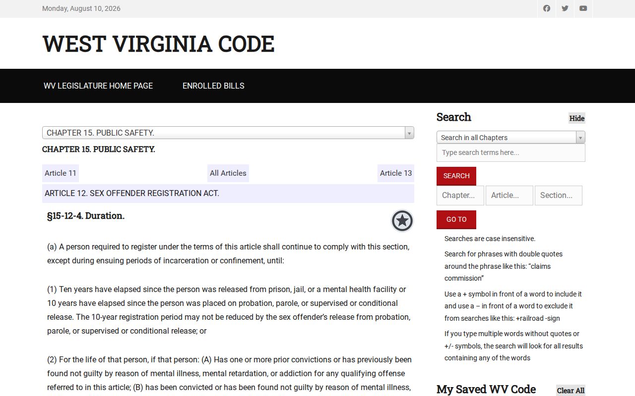 Gilmer County sex offender registration duration rules